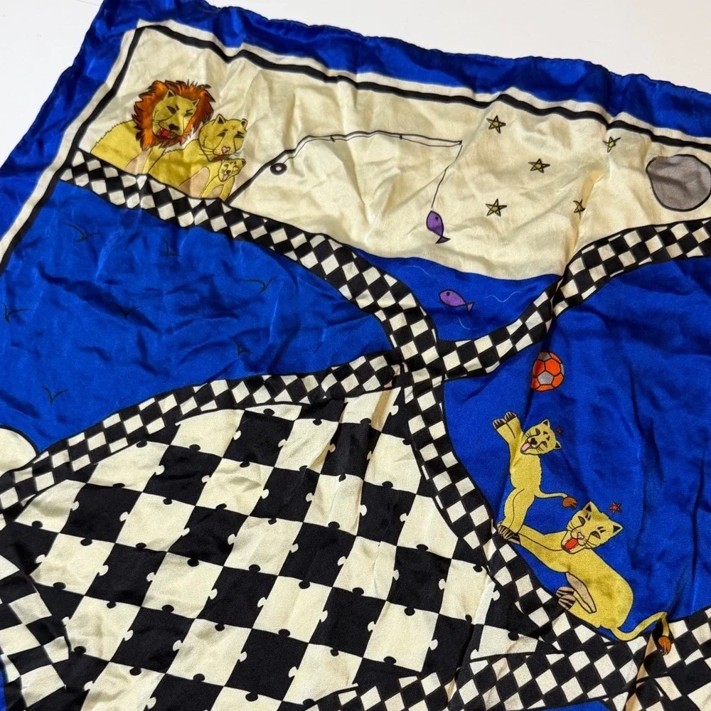 Lost Pattern Journey Silk Scarf by Shantell Lacayo Checkered Print Square
